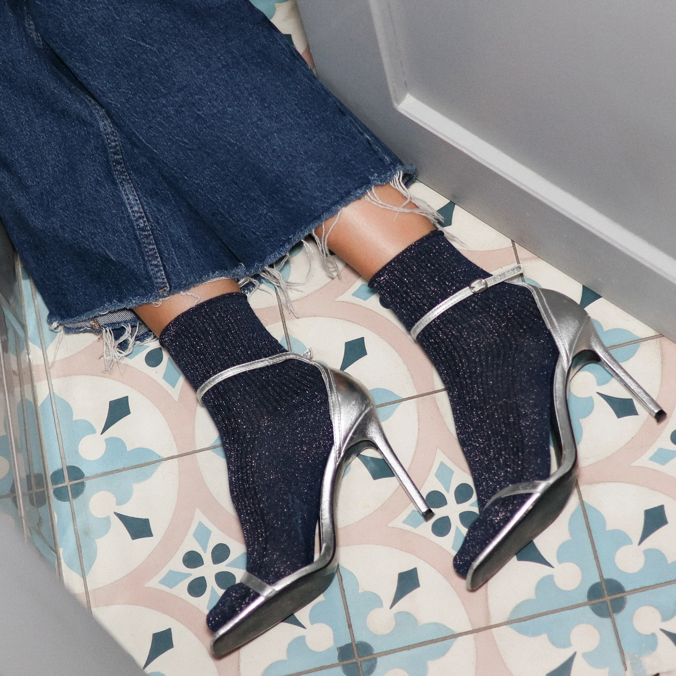 Socks - Glitter Lurex - Blue - Image 3