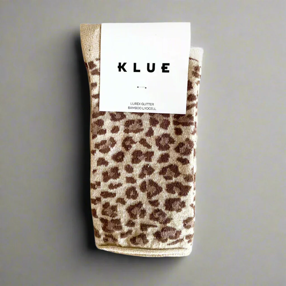 Socks - Glitter Lurex - Leopard Beige