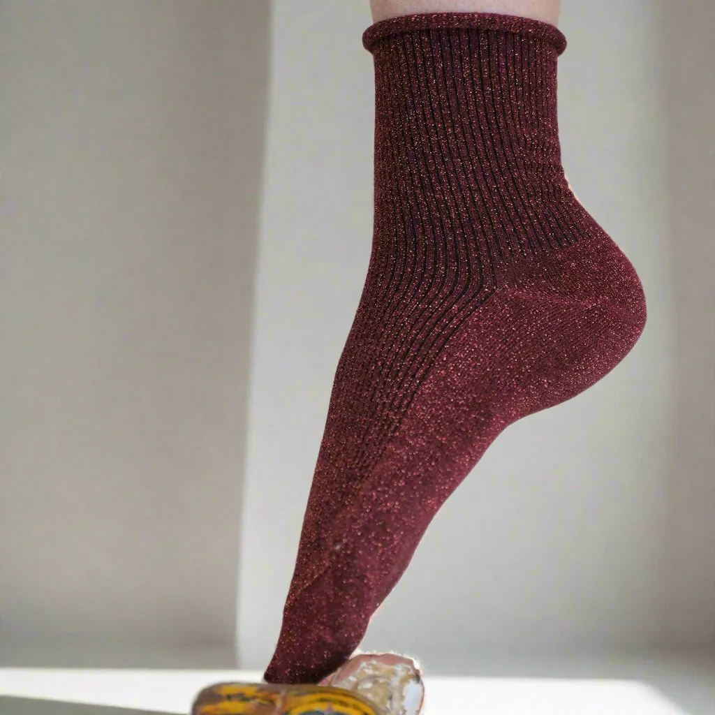 Socks - Glitter Lurex - Red - Image 3