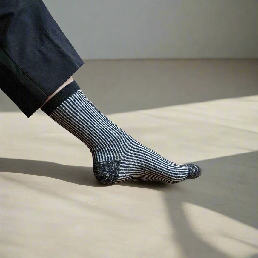 Socks - Glitter Lurex - Stripes - Black - Image 3