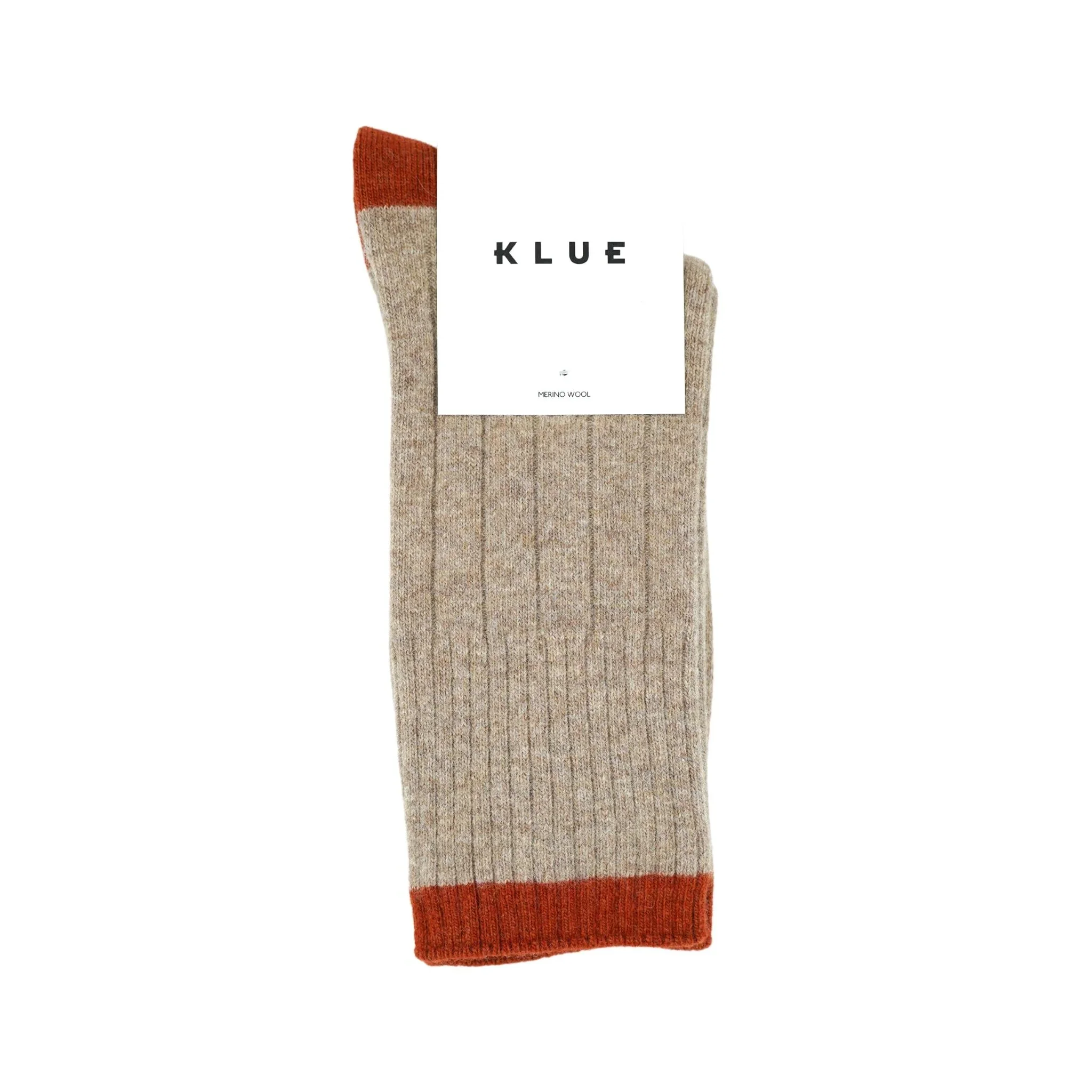 Socks - Merino Wool W/Band - Beige & Orange