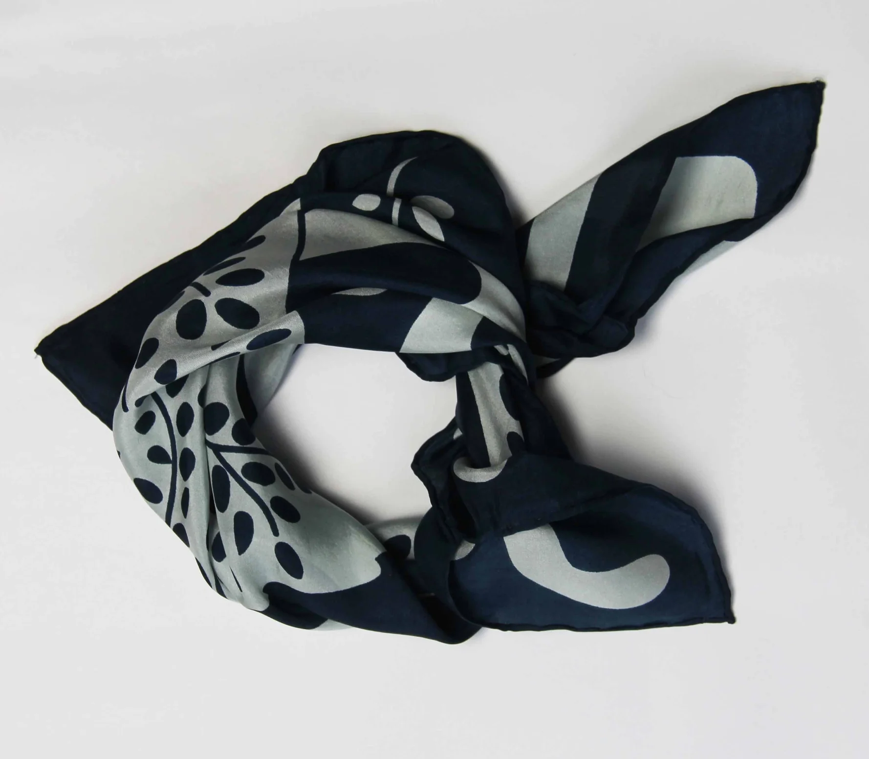 Mini Scarf - Silk - Peace & Love Marine Navy - Image 2