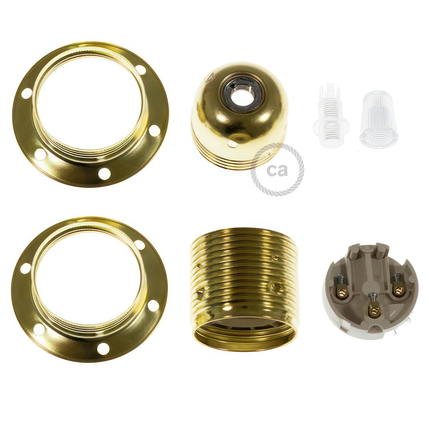 Bulb Holder W/Shade Rings - E27 - Metal - Brass - Image 3