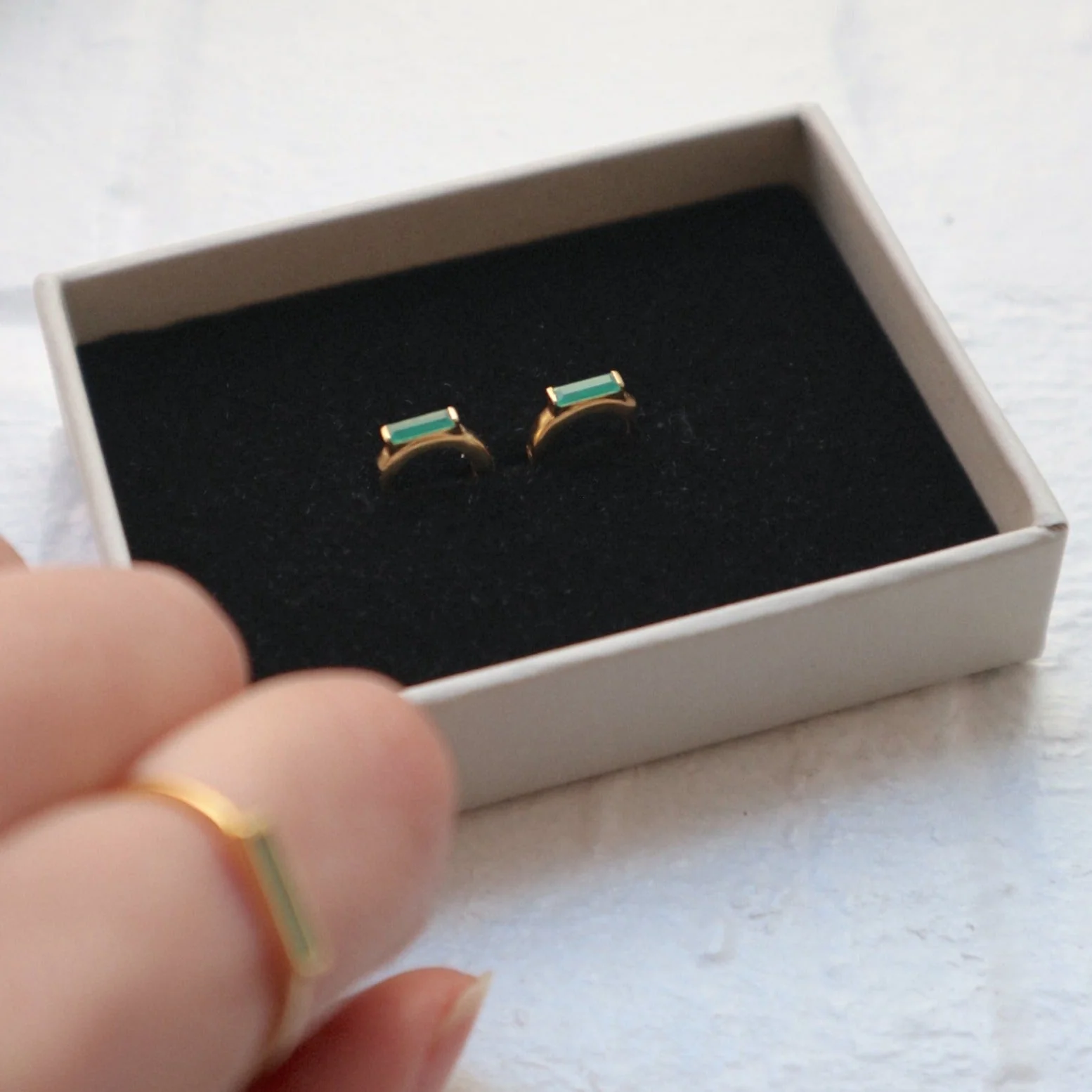 Earrings - Green Alchemy Huggies - Image 4