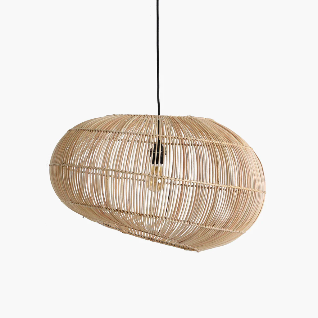 Luna Lamp Shade with Pendant - Orbit - Handmade Rattan - Natural - Image 2