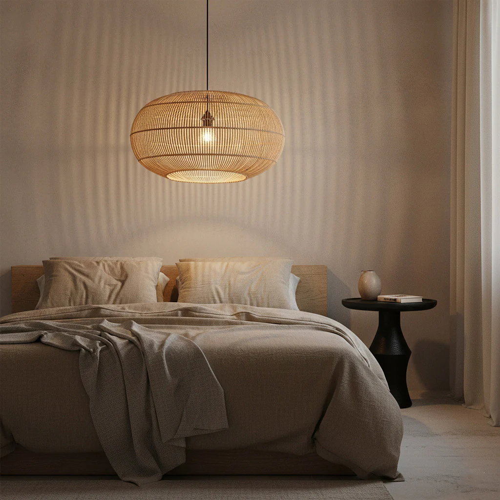 Luna Lamp Shade with Pendant - Orbit - Handmade Rattan - Natural - Image 7