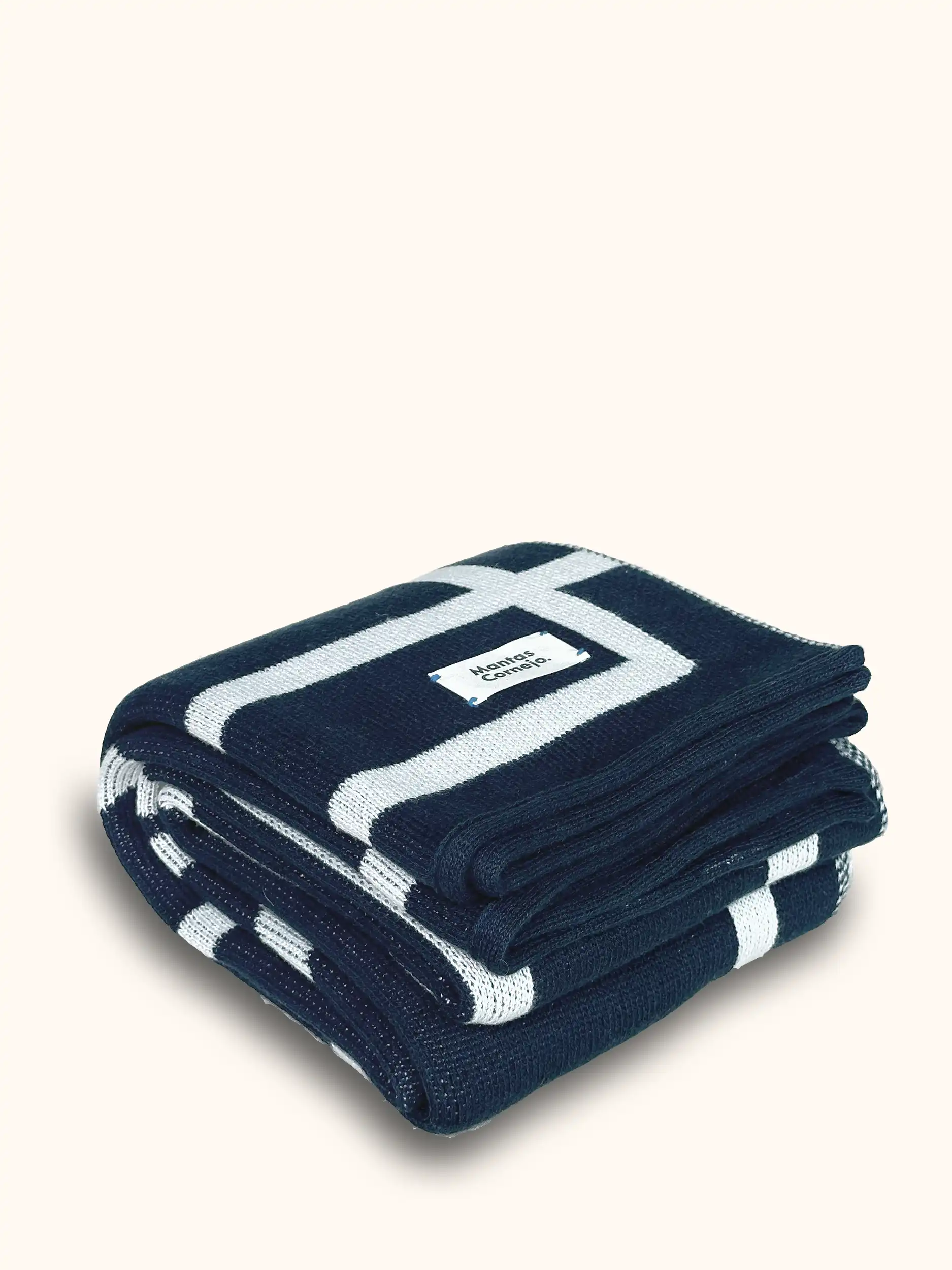 Organic Cotton - Blanket - Brutalism - Marine Blue & Silver - Image 3