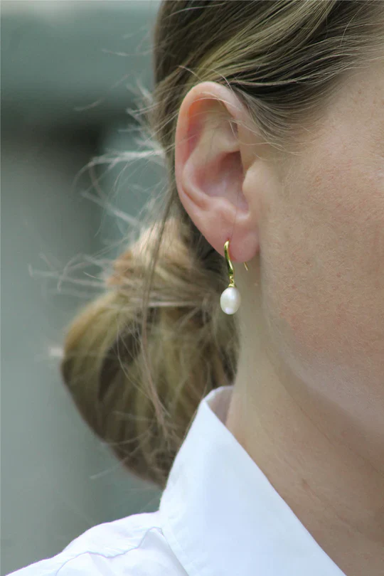 Earrings - Drop - Pearl - Gold - Image 2