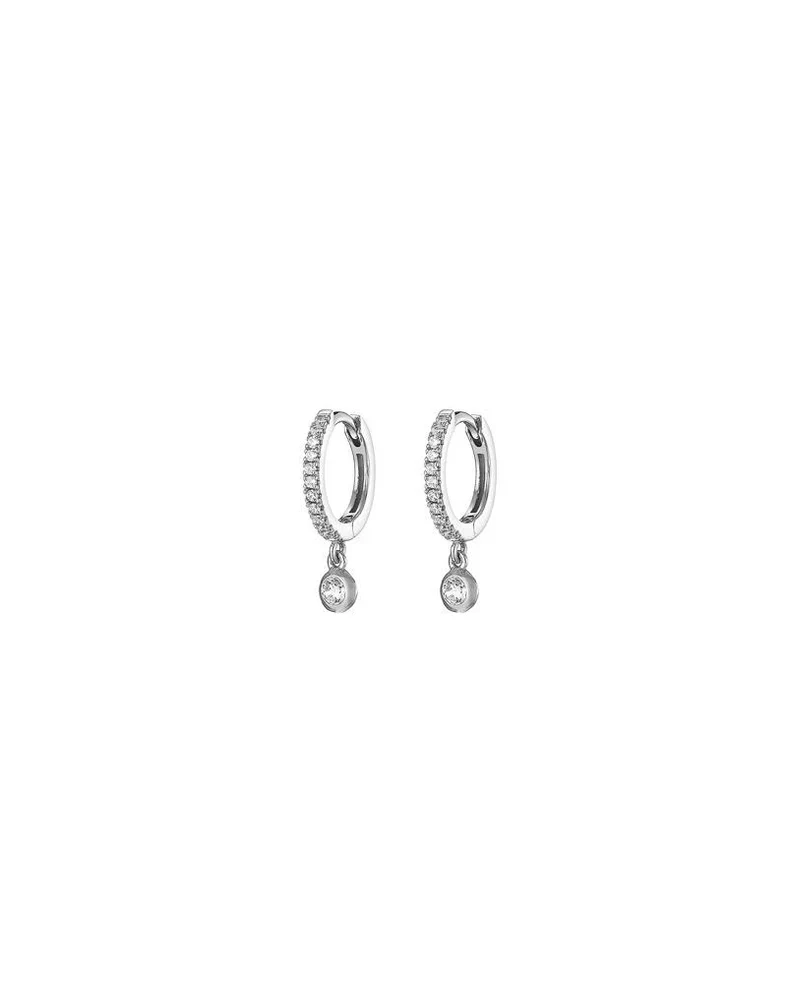 Earrings - Huggies - Pavé Mini W/Crystal Drop - Image 3