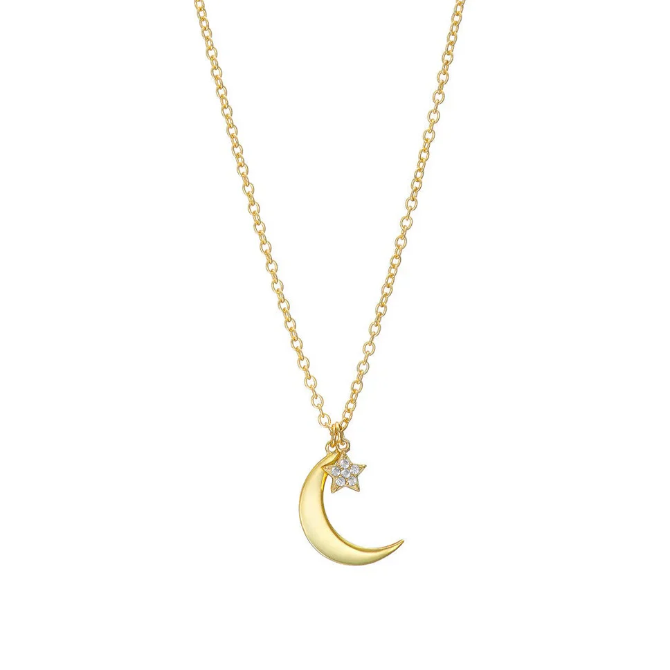 Necklace - Crescent Moon & Pavé Star