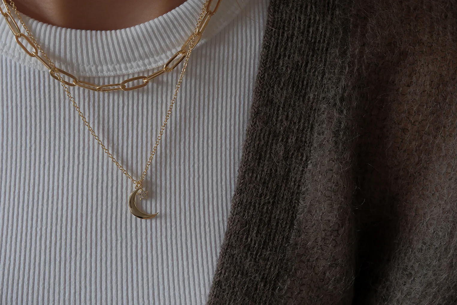 Necklace - Crescent Moon & Pavé Star - Image 3