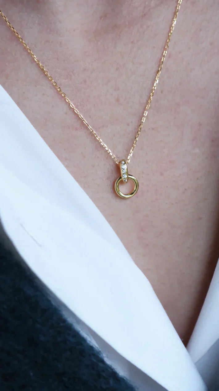 Necklace - Halo Zircon - Gold - Image 2