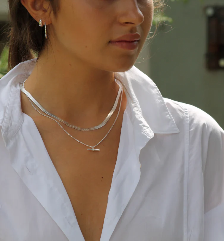 Necklace - T-Bar Curb Chain - Silver - Image 2