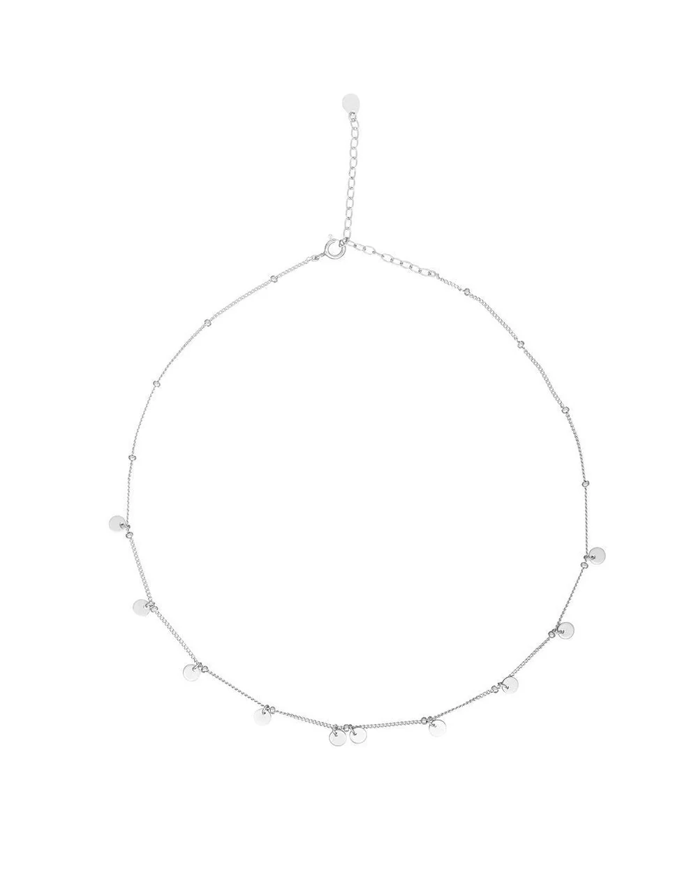 Necklace - Tiny Disc Drop - Silver