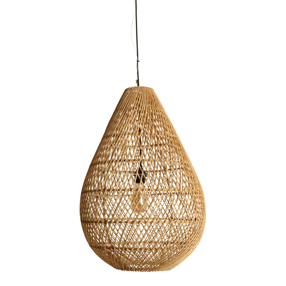 Maze Lamp Shade with Pendant - Handmade Rattan - Drop - Natural - Image 3
