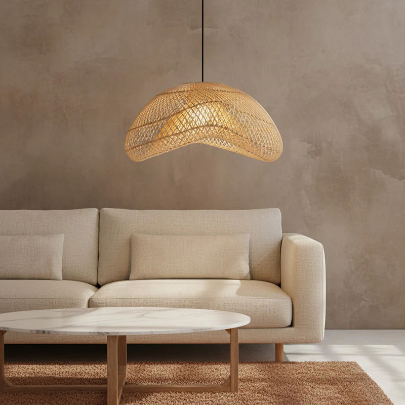 Maze Lamp Shade with Pendant - Handmade Rattan - Organic - Natural
