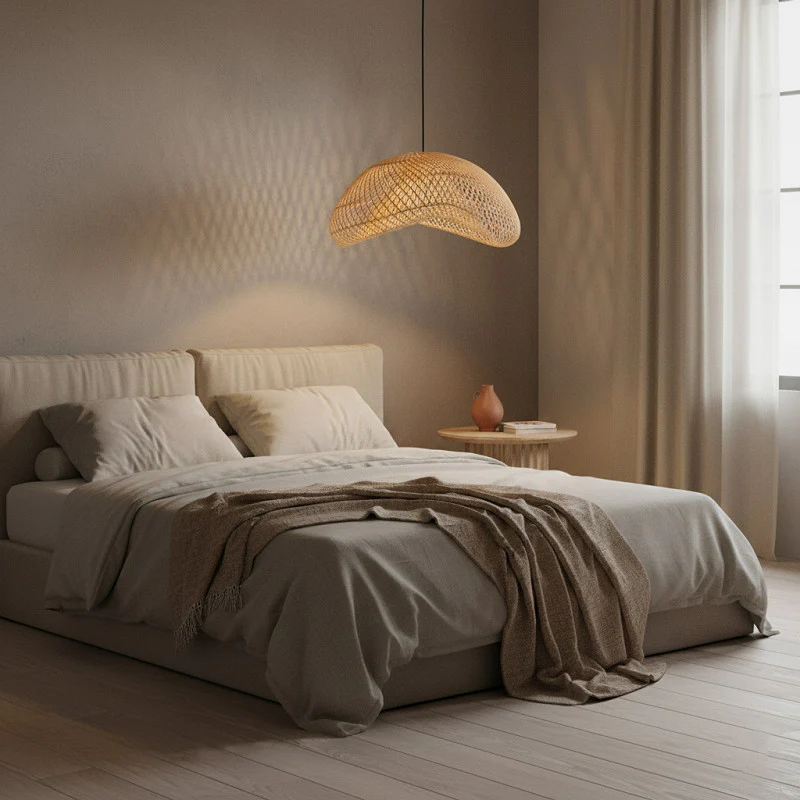 Maze Lamp Shade with Pendant - Handmade Rattan - Organic - Natural - Image 2