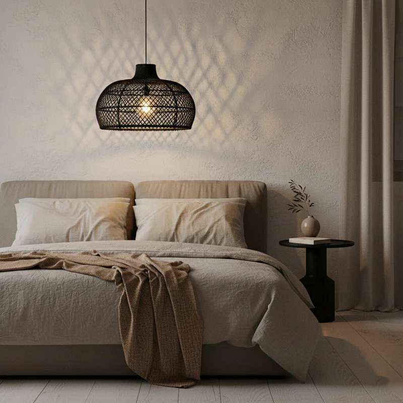 Maze Lamp Shade with Pendant - Rattan - Black - Image 3