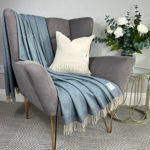 Irish Blanket - Eco Recycled Wool - Sea