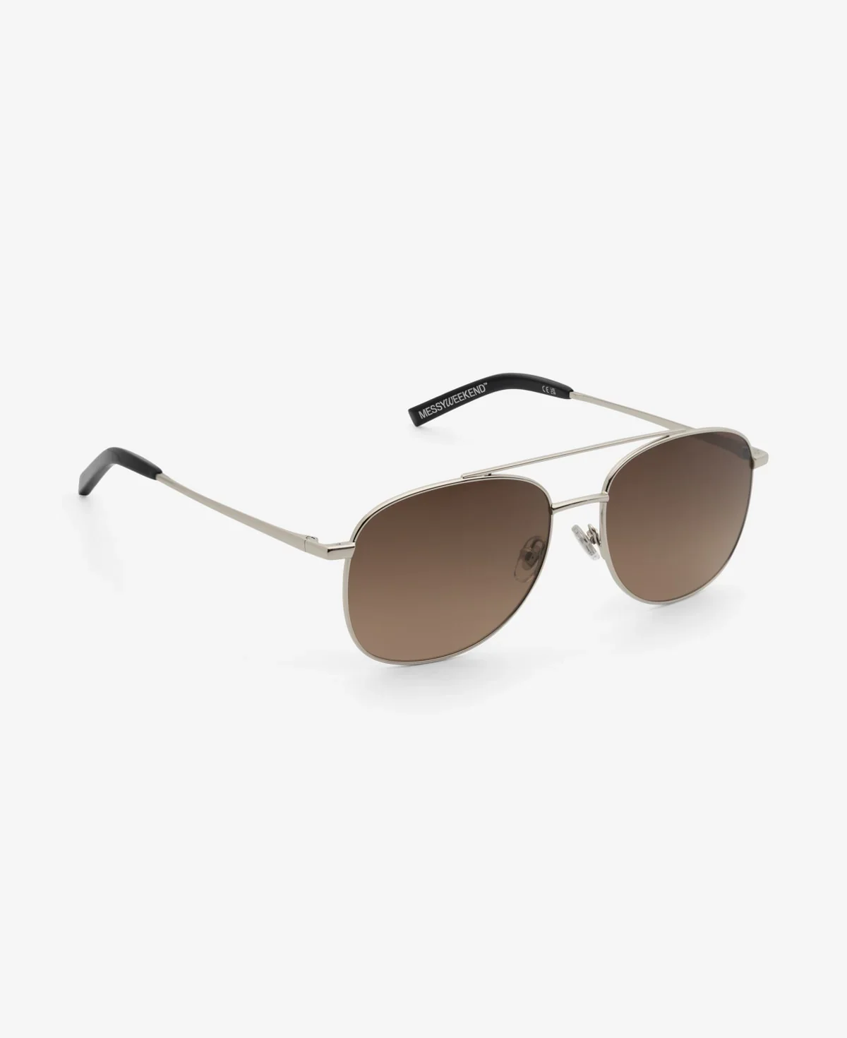 Sunglasses - Sain - Shiny Silver Deep Brown Gradient - Image 2