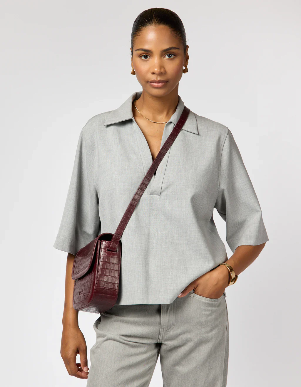 Bag - Nina - Eco Classic Leather - Dark Cherry - Image 4