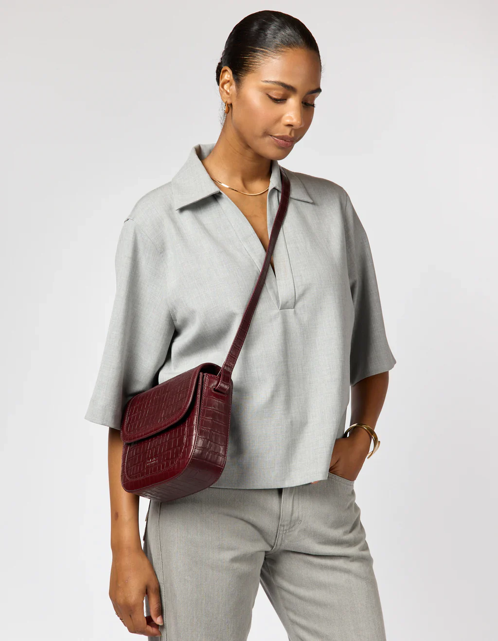 Bag - Nina - Eco Classic Leather - Dark Cherry - Image 6