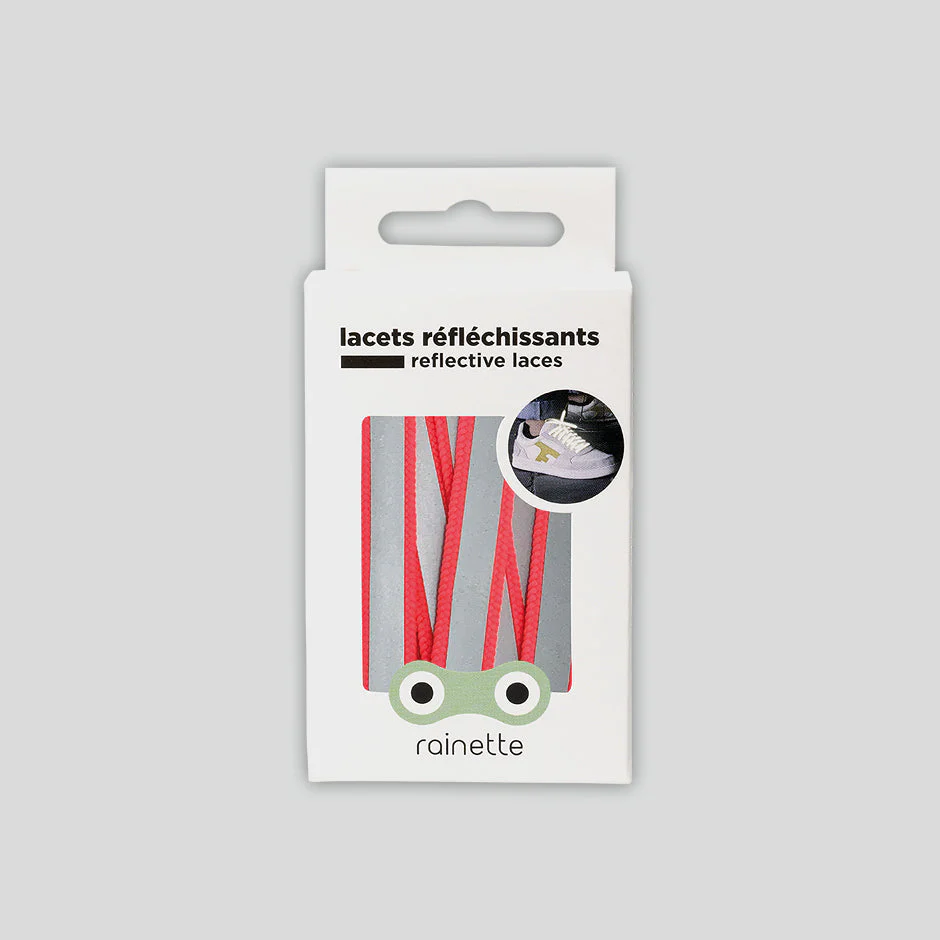 Reflective Laces - Neon Pink/Grey Stripe