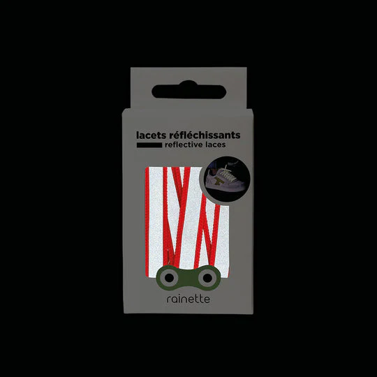 Reflective Laces - Neon Pink/Grey Stripe - Image 2