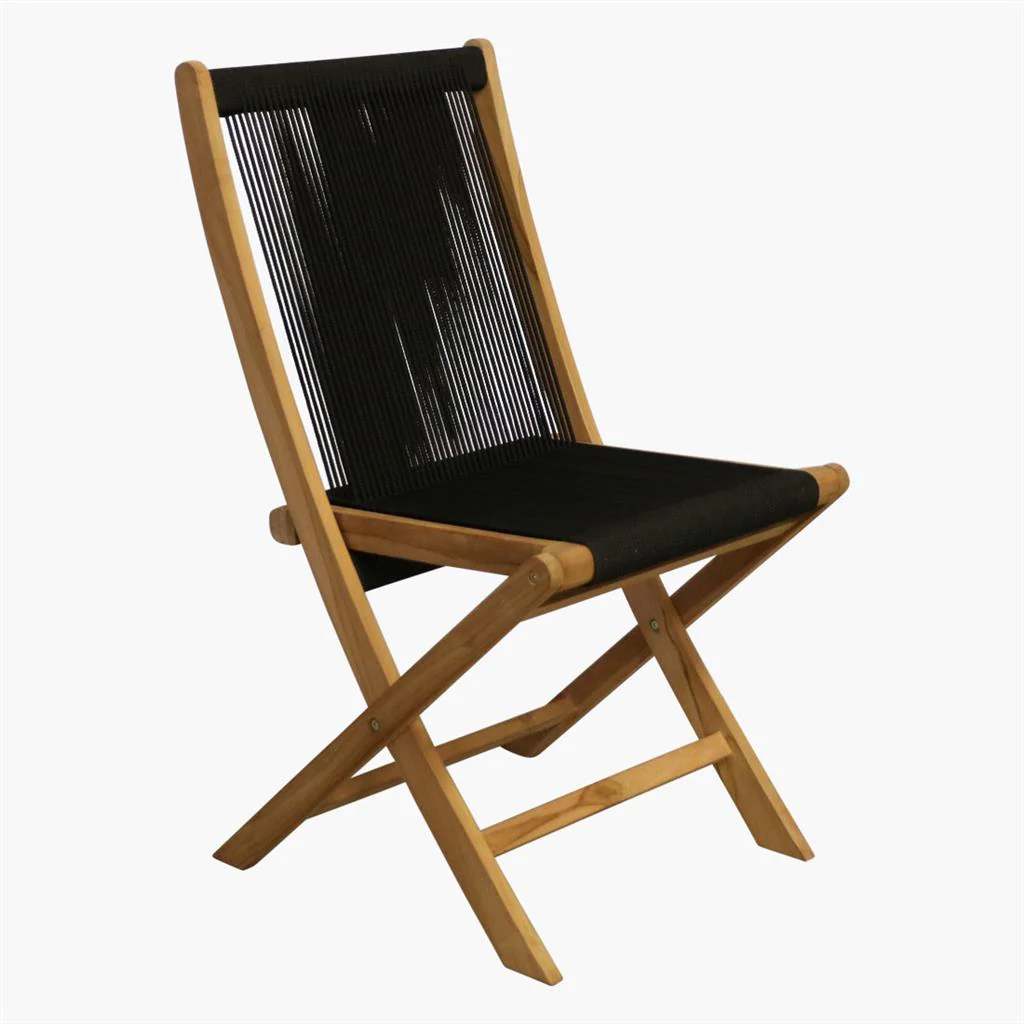 Rope Chair/Teak - Folding - Black