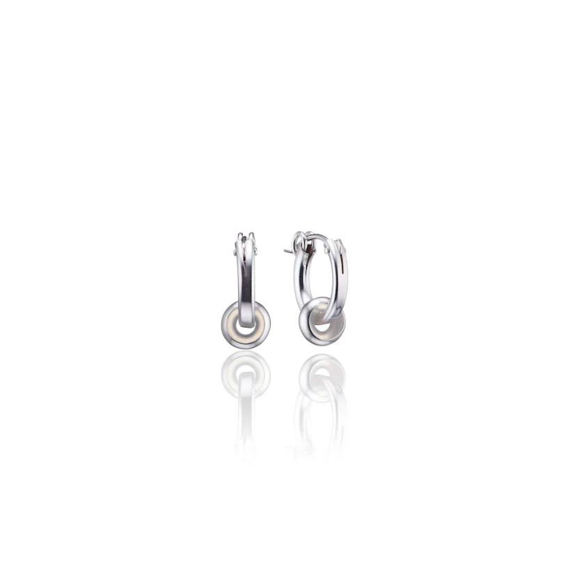 Earrings - Minimalist Saucer Hoops - Midi Hoops - Sterling Silver