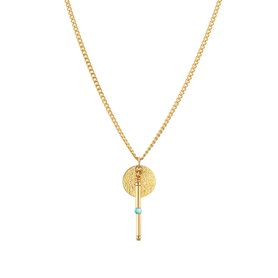 Necklace - Opal Moon Disc Pendant - 14Kt Gold Fill