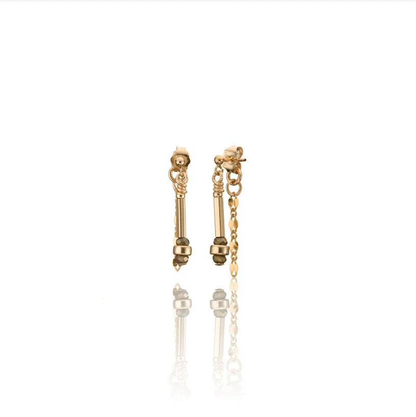 Earrings - Gemstone Linear Short - 14Kt Gold Fill