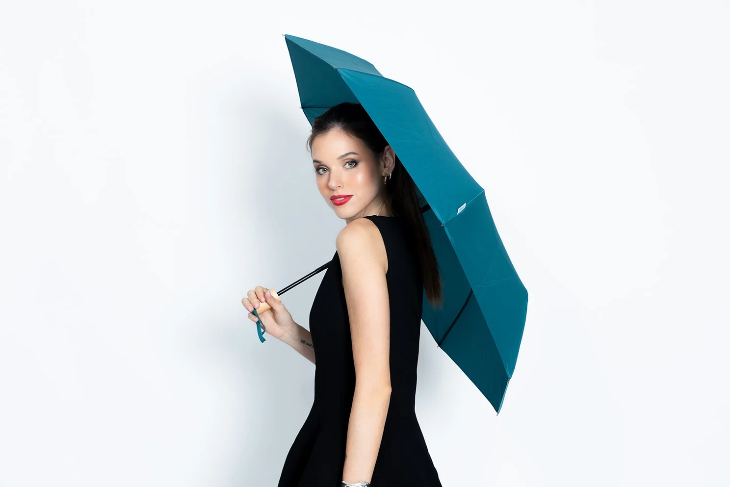 Folding Umbrella - Automatic - Blue Green - Image 3