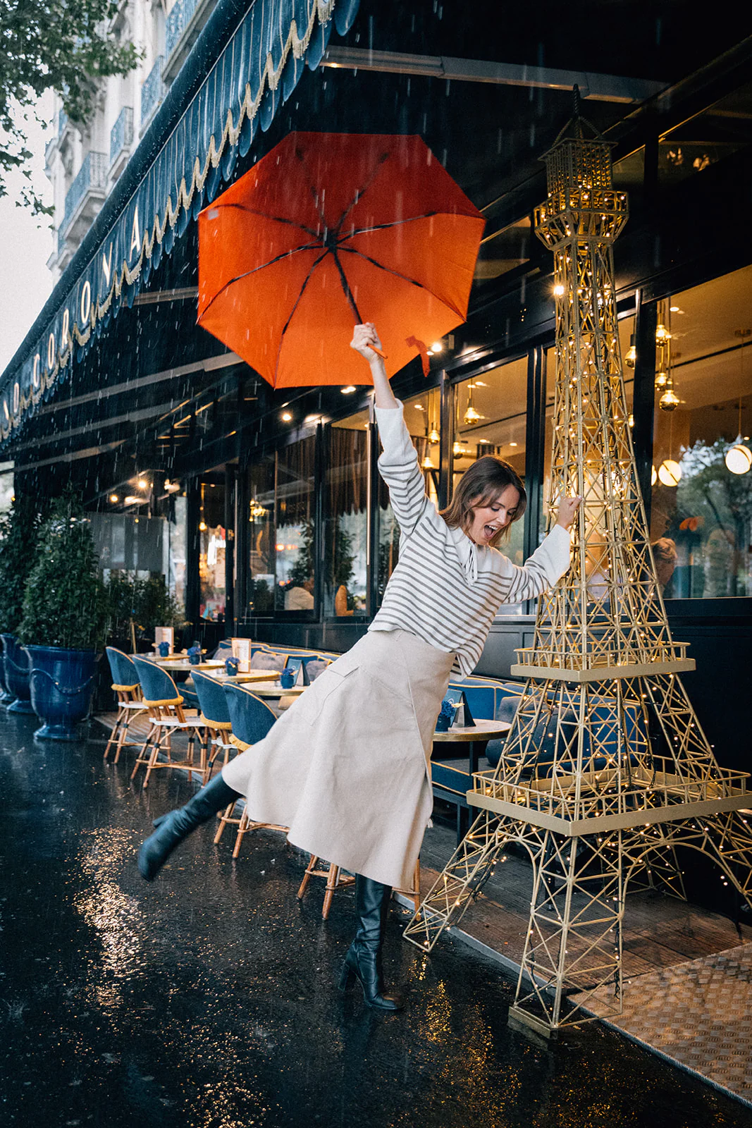 Folding Umbrella - Automatic - Cognac - Image 4