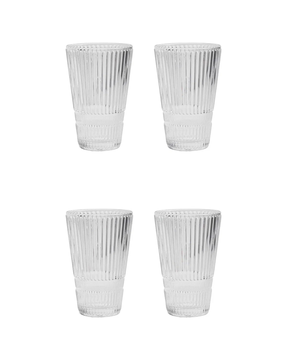 Beer Glass - Slots - Clear - Set Of 4
