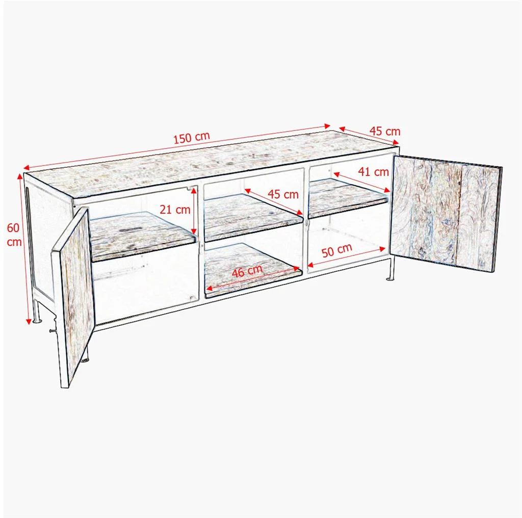 TV Console - Vintage Mango Wood - Image 4
